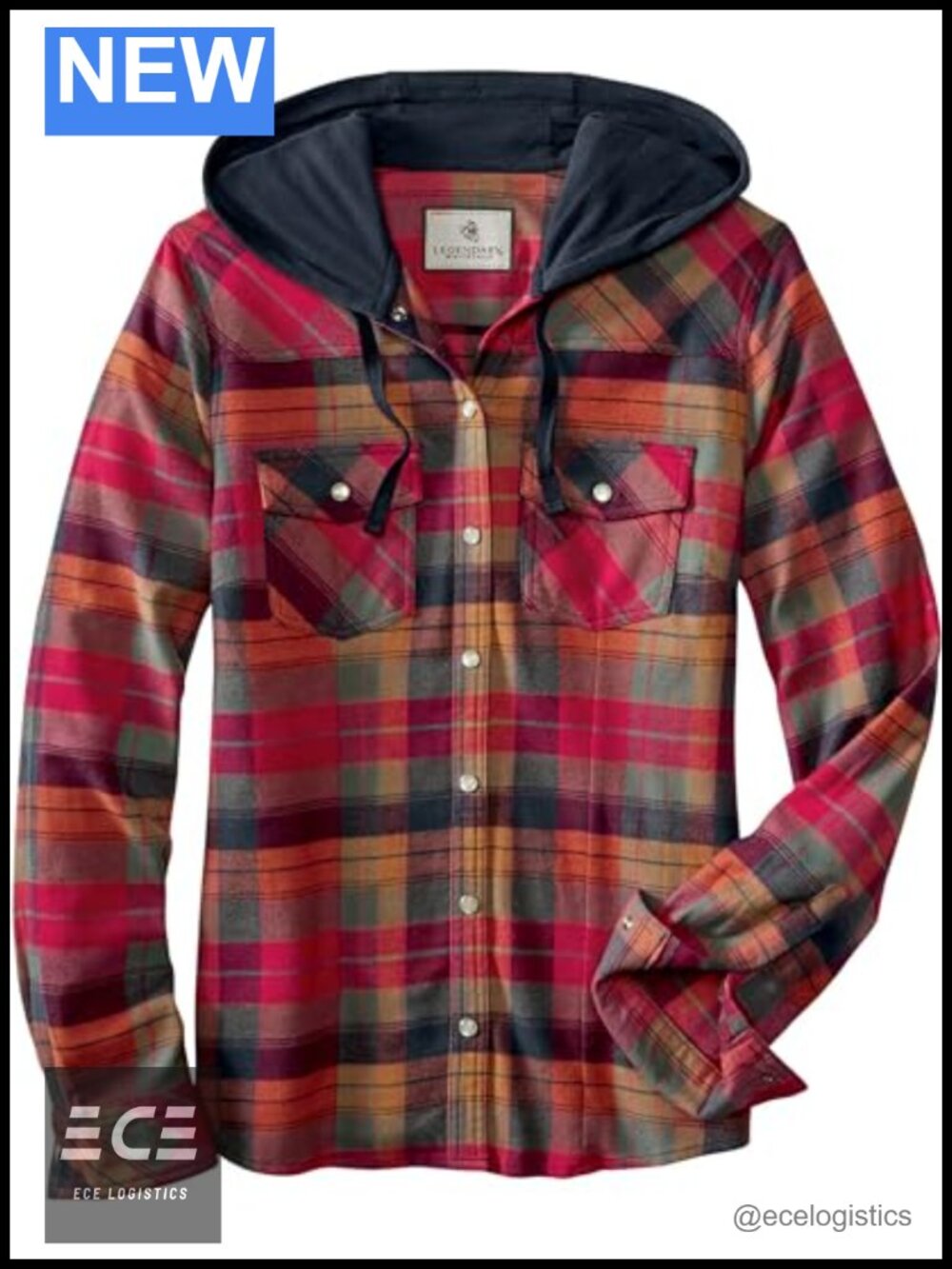 Legendary Whitetails Womens Hooded Long Sleeve Flannel Snap Front Shirt